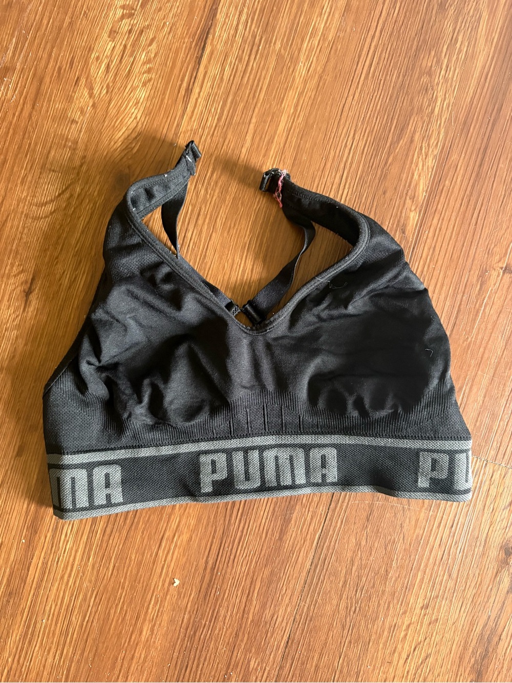 Puma Black Seamless Logo Elastic Sports Bra